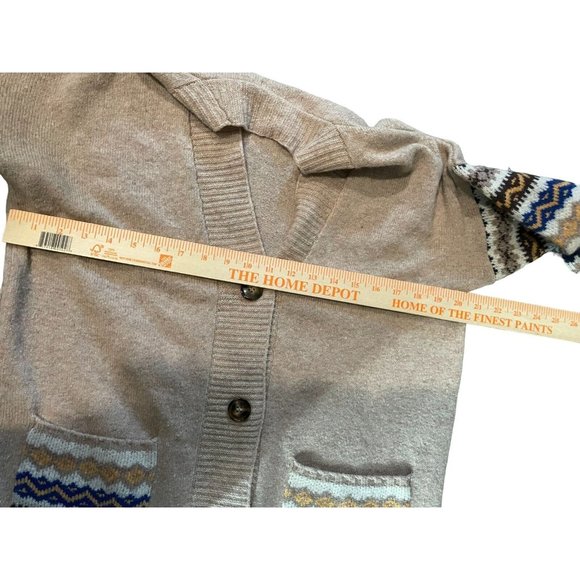 Woolovers Women's Beige Aztec Stripe Oversize Cardigan 100% Lambswool Sz S - Picture 5 of 6